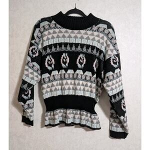 Vintage 1980's Crewneck Fair Isle Aderro Sweater Geometric Size Medium